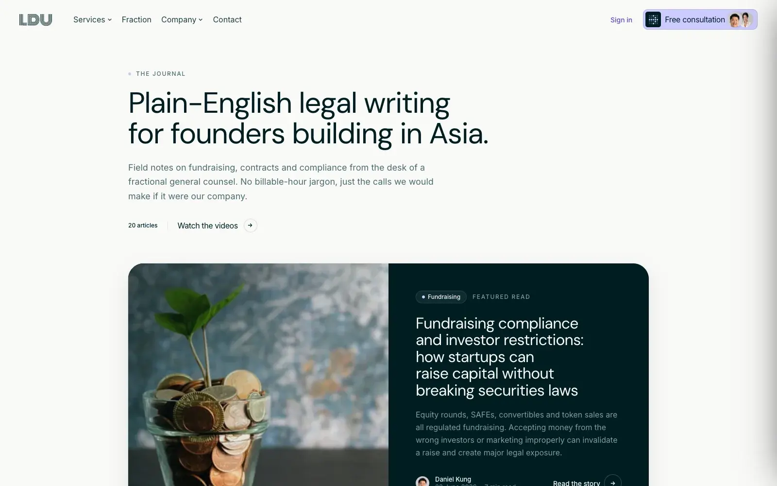 The LDU knowledge library index of legal articles for startups.