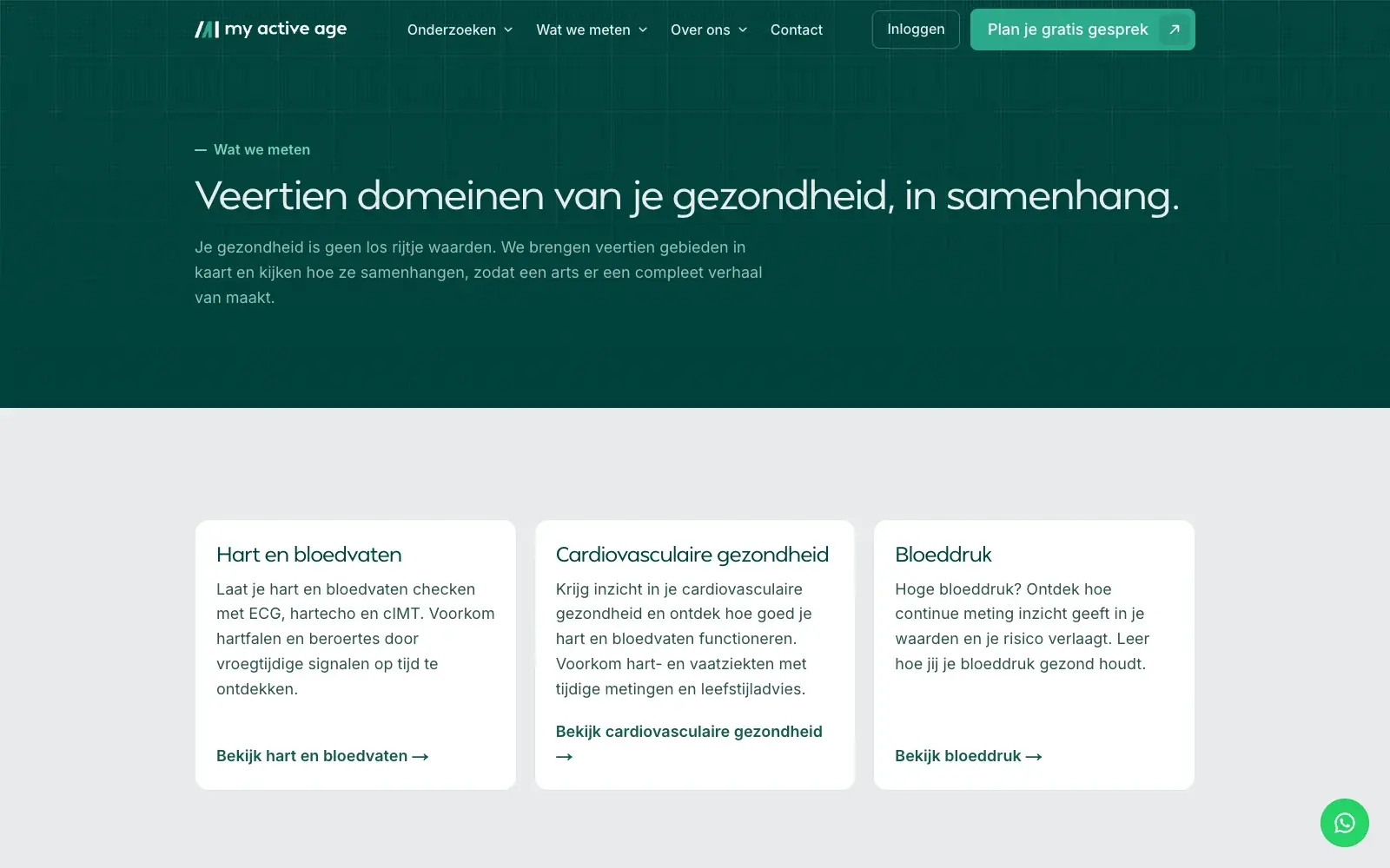 The health domains index on the My Active Age site.