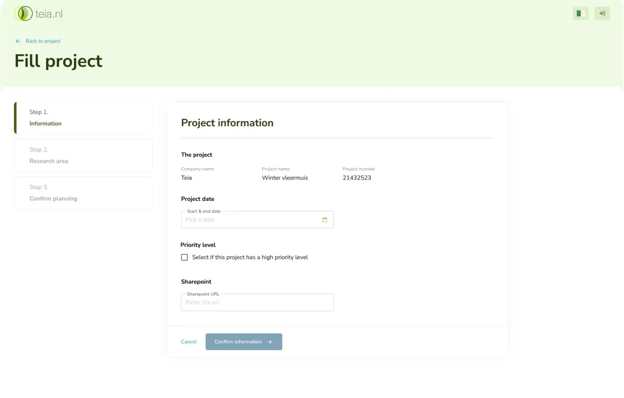 Teia calendar planning view showing researcher availability.