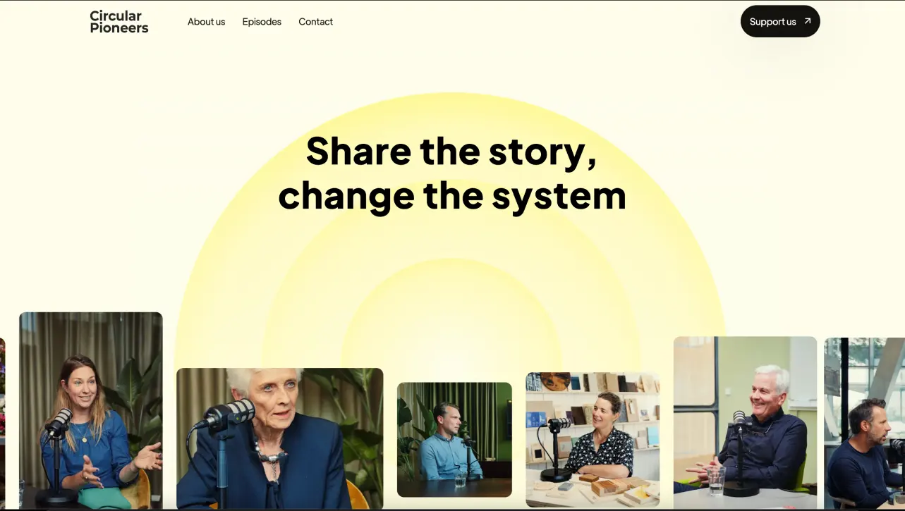 The Circular Pioneers website shown on desktop and mobile.