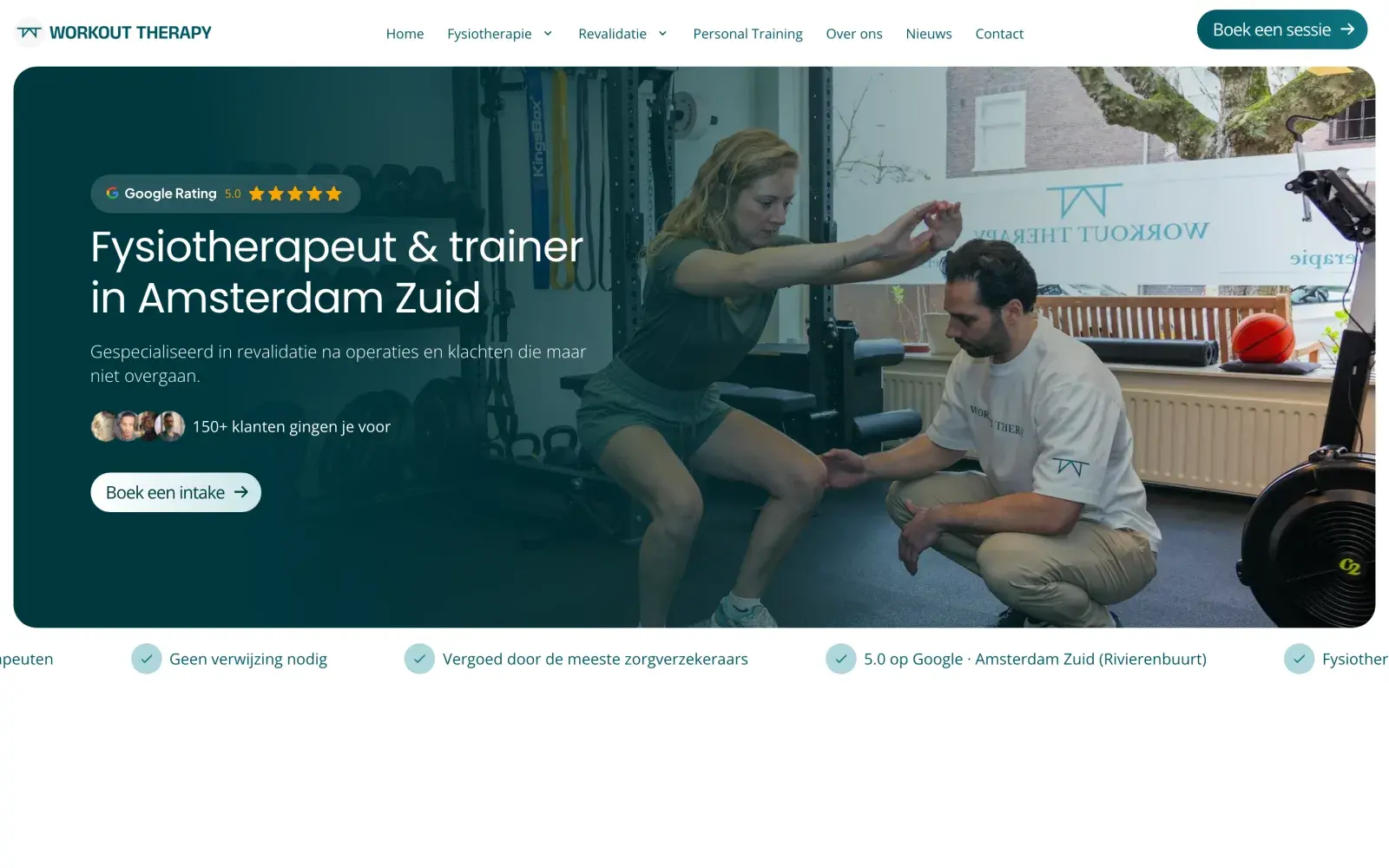 The Workout Therapy homepage.