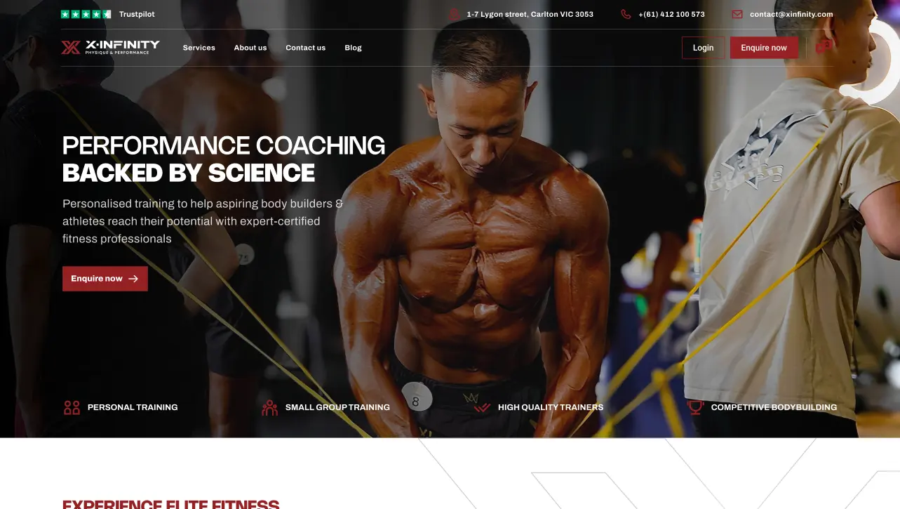 The X-Infinity website shown on desktop and mobile.